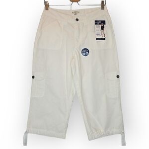 RIDERS BY LEE Pants On The Go Cargo Capri White Slimming Women's 6 Cotton Hiking